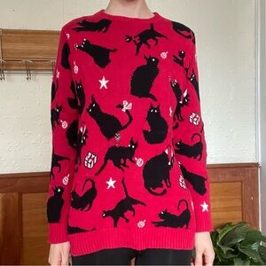 Christmas black cat sweater. Vintage, has one flaw that's pictured.